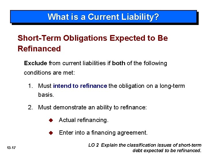 What is a Current Liability? Short-Term Obligations Expected to Be Refinanced Exclude from current