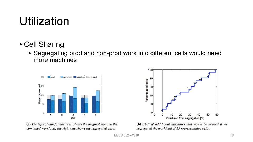 Utilization • Cell Sharing • Segregating prod and non-prod work into different cells would