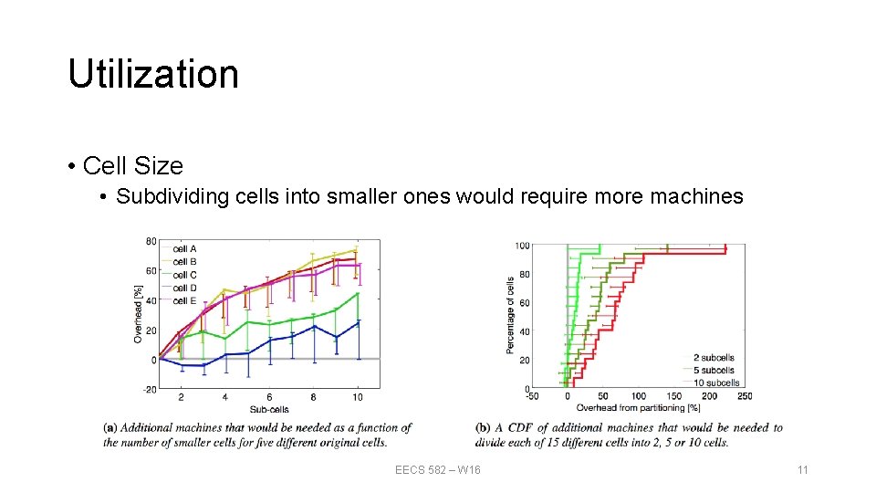 Utilization • Cell Size • Subdividing cells into smaller ones would require more machines