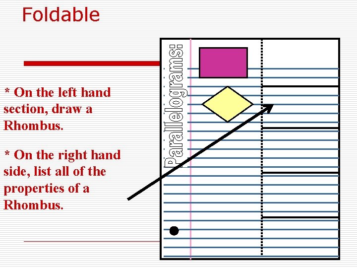 Foldable * On the left hand section, draw a Rhombus. * On the right