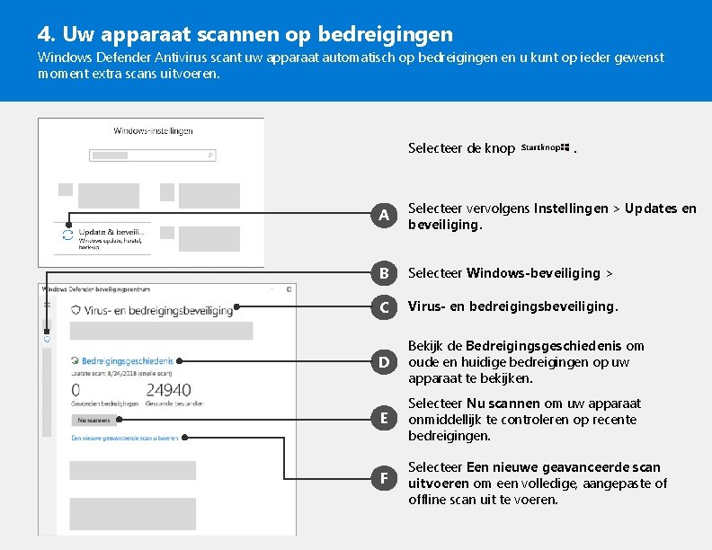 4. Uw apparaat scannen op bedreigingen Windows Defender Antivirus scant uw apparaat automatisch op