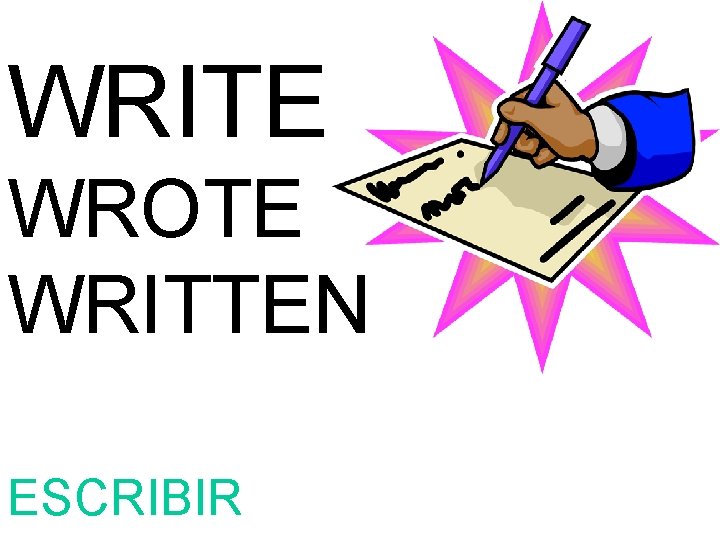WRITE WROTE WRITTEN ESCRIBIR 