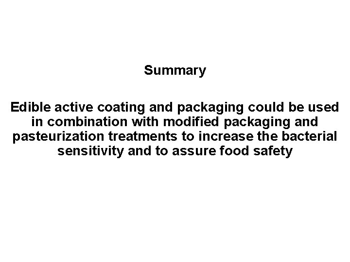 Summary Edible active coating and packaging could be used in combination with modified packaging