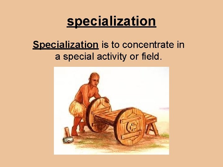 specialization Specialization is to concentrate in a special activity or field. 