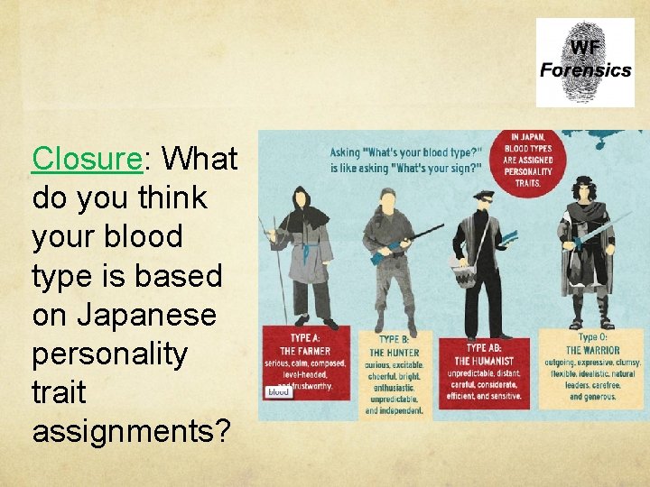 Closure: What do you think your blood type is based on Japanese personality trait