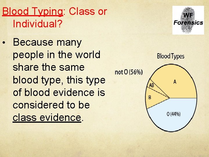 Blood Typing: Class or Individual? • Because many people in the world share the