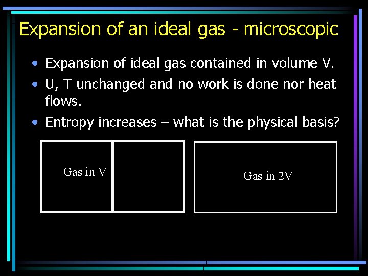 Expansion of an ideal gas - microscopic • Expansion of ideal gas contained in