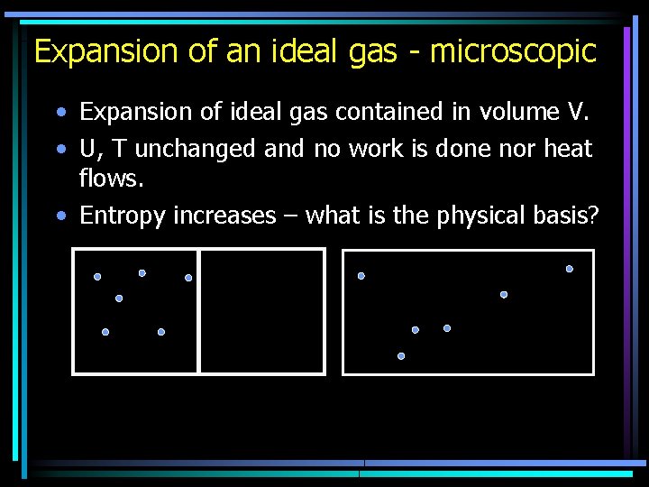 Expansion of an ideal gas - microscopic • Expansion of ideal gas contained in