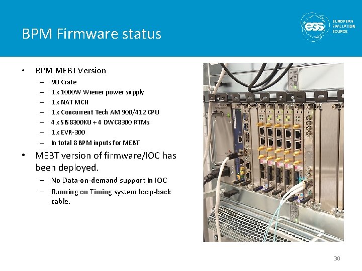 BPM Firmware status • BPM MEBT Version – – – – 9 U Crate