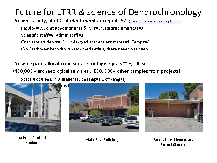 Future for LTRR & science of Dendrochronology Present faculty, staff & student members equals