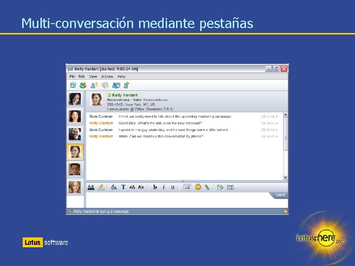 Multi-conversación mediante pestañas 