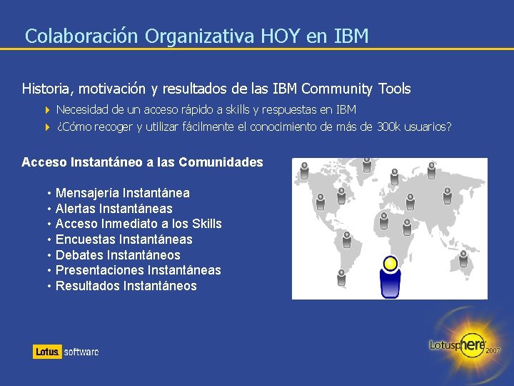 Colaboración Organizativa HOY en IBM Historia, motivación y resultados de las IBM Community Tools