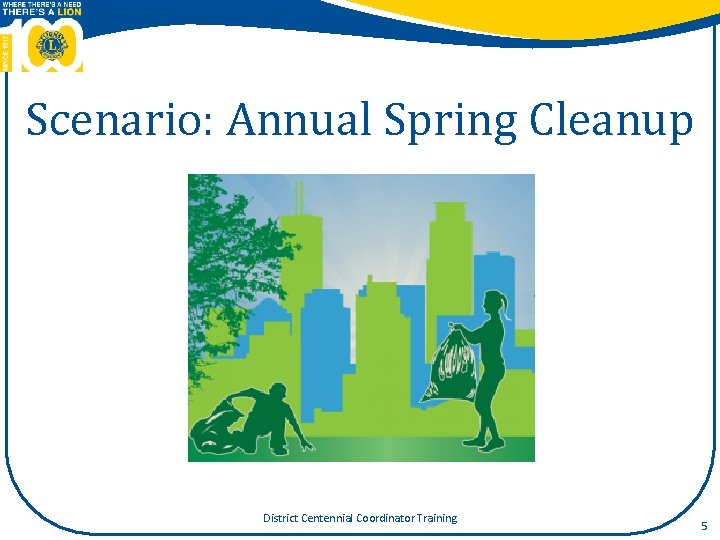 Scenario: Annual Spring Cleanup District Centennial Coordinator Training 5 