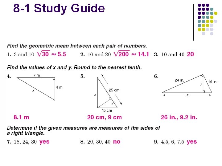 8 -1 Study Guide 