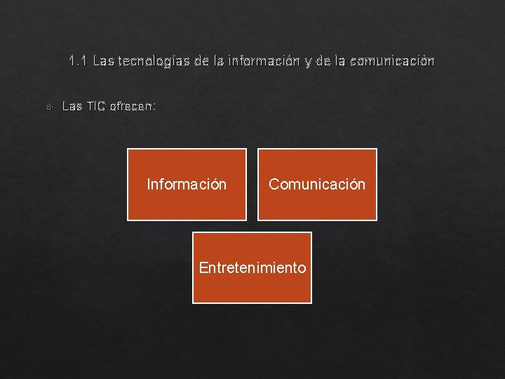1. 1 Las tecnologías de la información y de la comunicación Las TIC ofrecen: