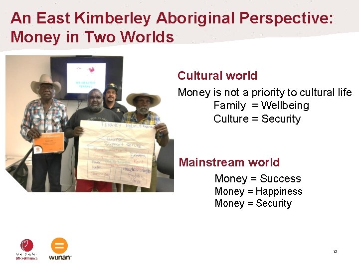 An East Kimberley Aboriginal Perspective: Money in Two Worlds Cultural world Money is not