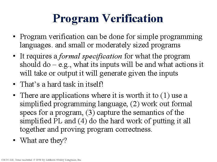 3 b Semantics CMSC 331 Some material 1998
