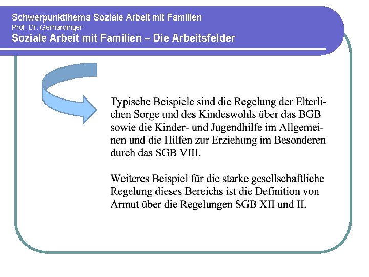 Schwerpunktthema Soziale Arbeit mit Familien Prof. Dr. Gerhardinger Soziale Arbeit mit Familien – Die