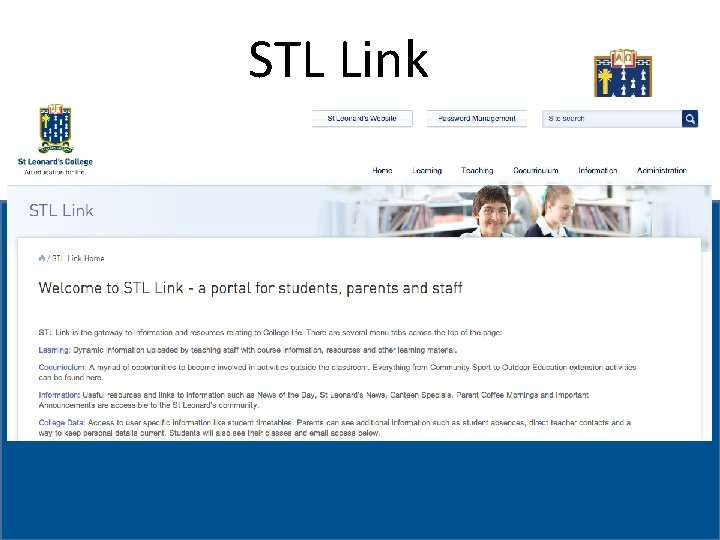 STL Link St College St. Leonard’s College Subheading if needed 