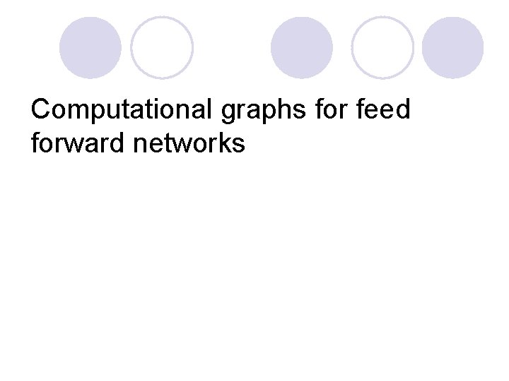 Computational graphs for feed forward networks Computational graphs for feed forward networks