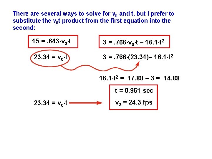 There are several ways to solve for v 0 and t, but I prefer There are several ways to solve for v 0 and t, but I prefer