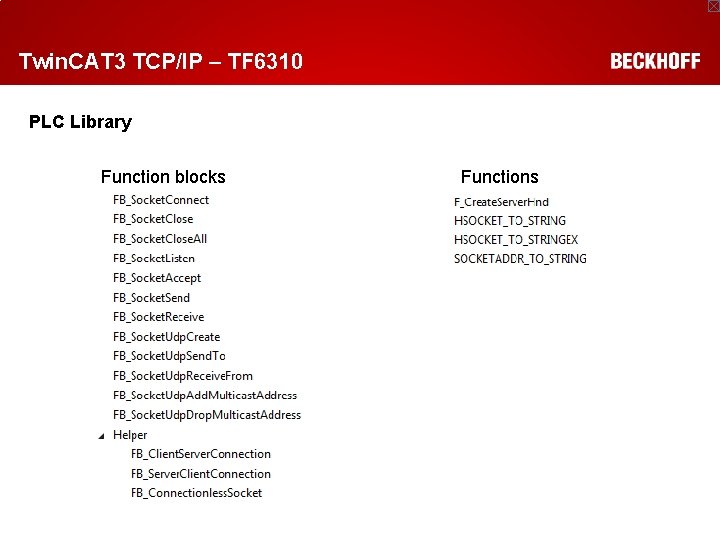Twin. CAT 3 TCP/IP – TF 6310 PLC Library Function blocks Functions 