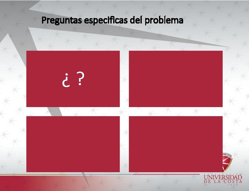 Preguntas especificas del problema ¿? 