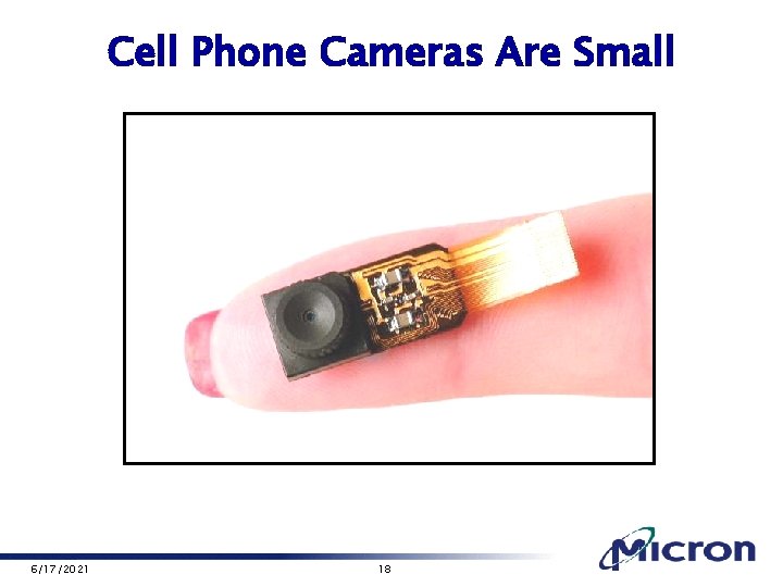 Cell Phone Cameras Are Small 6/17/2021 18 