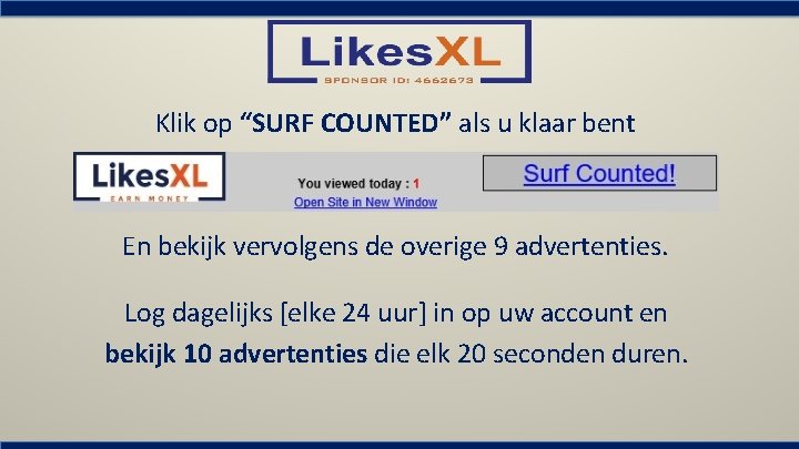 Klik op “SURF COUNTED” als u klaar bent En bekijk vervolgens de overige 9