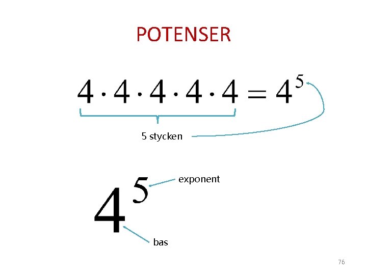 POTENSER 5 stycken exponent bas 76 