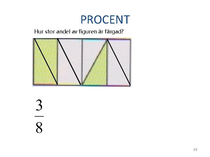 PROCENT Hur stor andel av figuren är färgad? 88 