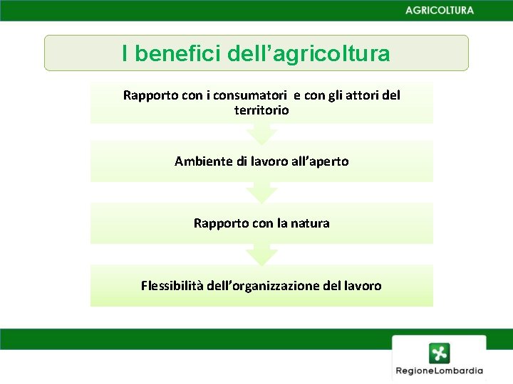 I benefici dell’agricoltura Rapporto con i consumatori e con gli attori del territorio Ambiente