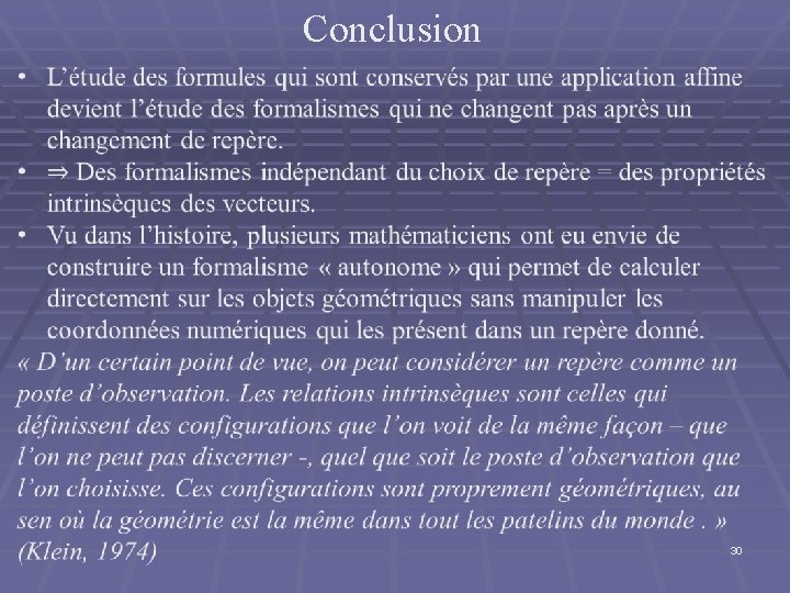 Conclusion 30 Conclusion 30