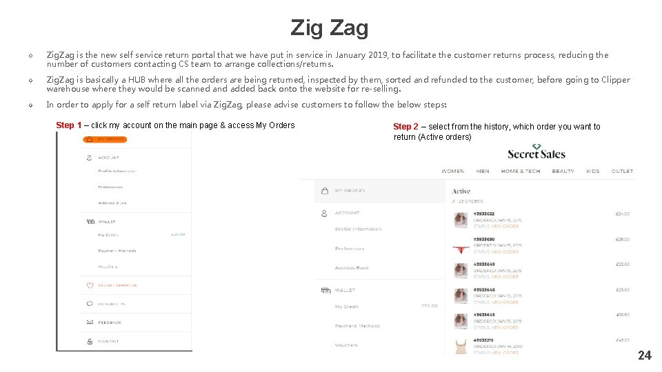 Zig Zag Zig. Zag is the new self service return portal that we have