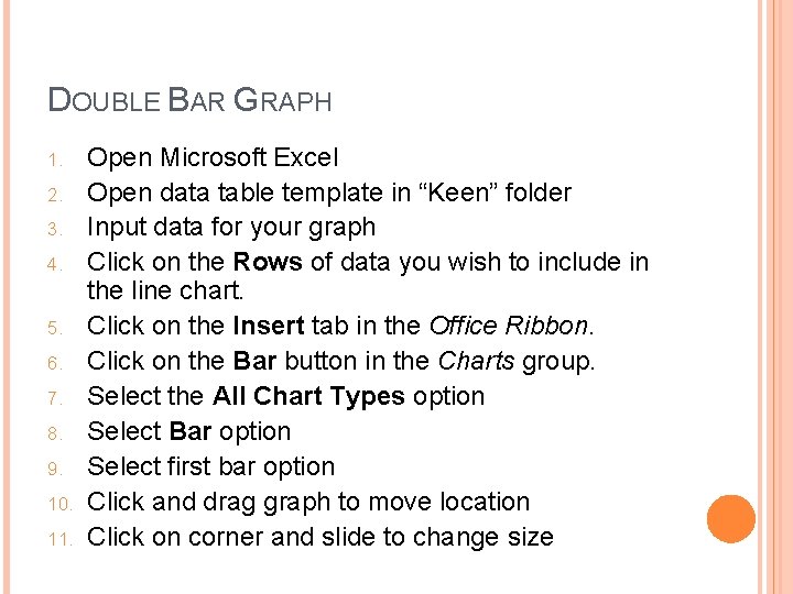 DOUBLE BAR GRAPH 1. 2. 3. 4. 5. 6. 7. 8. 9. 10. 11.