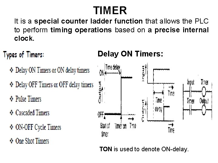 TIMER It is a special counter ladder function that allows the PLC to perform