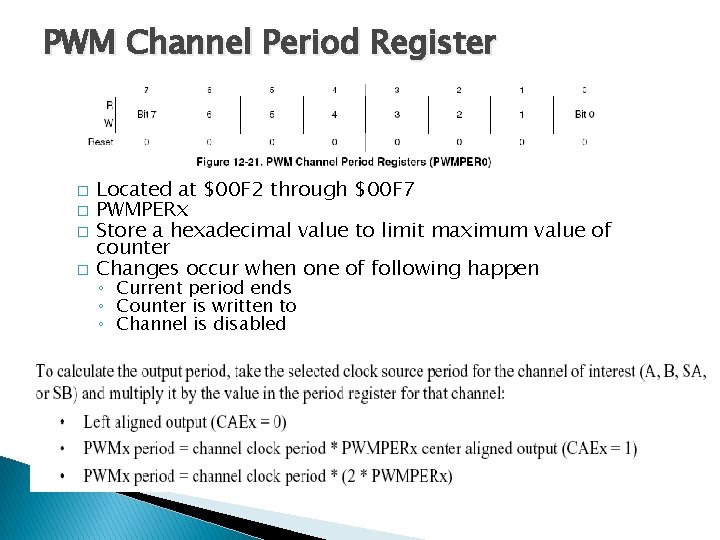 PWM Channel Period Register � � Located at $00 F 2 through $00 F