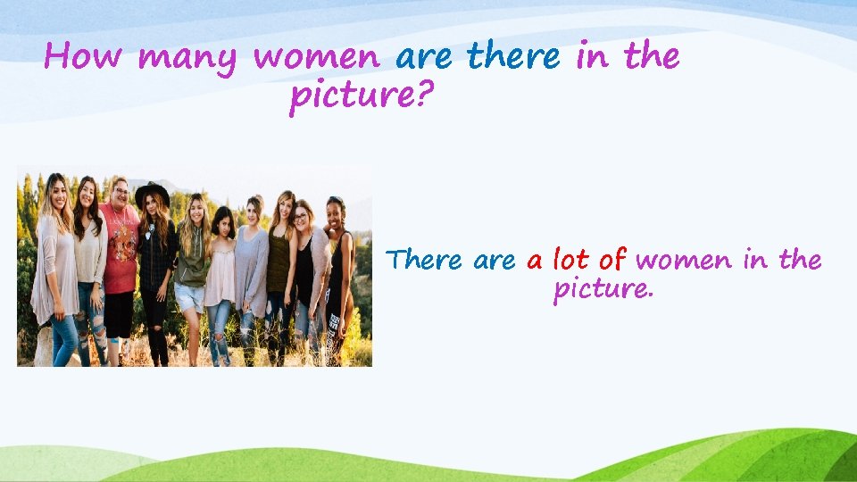 How many women are there in the picture? There a lot of women in