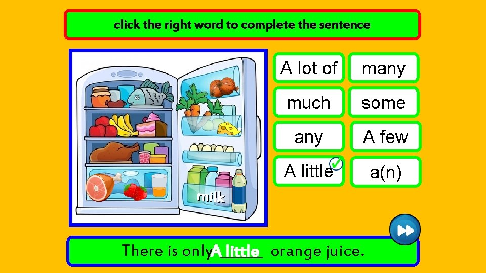 click the right word to complete the sentence A lot of many much some