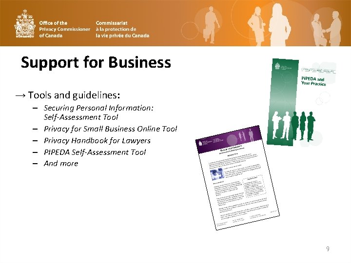 Support for Business → Tools and guidelines: – Securing Personal Information: Self-Assessment Tool –