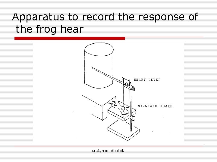 Apparatus to record the response of the frog hear dr. Ayham Abulaila 