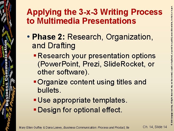  • Phase 2: Research, Organization, and Drafting § Research your presentation options (Power.