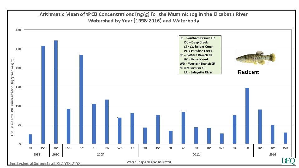 Arithmetic Mean of t. PCB Concentrations (ng/g) for the Mummichog in the Elizabeth River