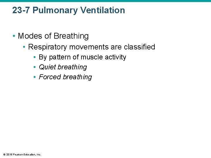 23 -7 Pulmonary Ventilation • Modes of Breathing • Respiratory movements are classified •