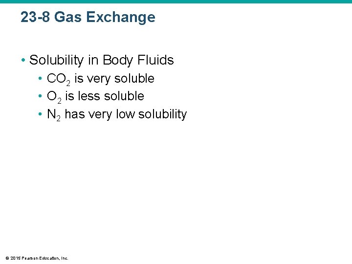 23 -8 Gas Exchange • Solubility in Body Fluids • CO 2 is very