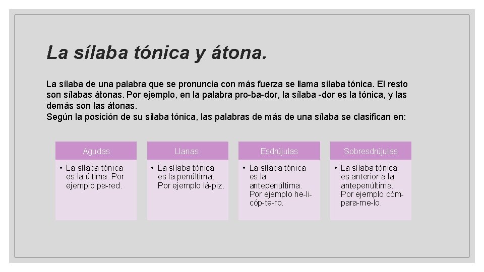 La slaba tnica y la tona El guion