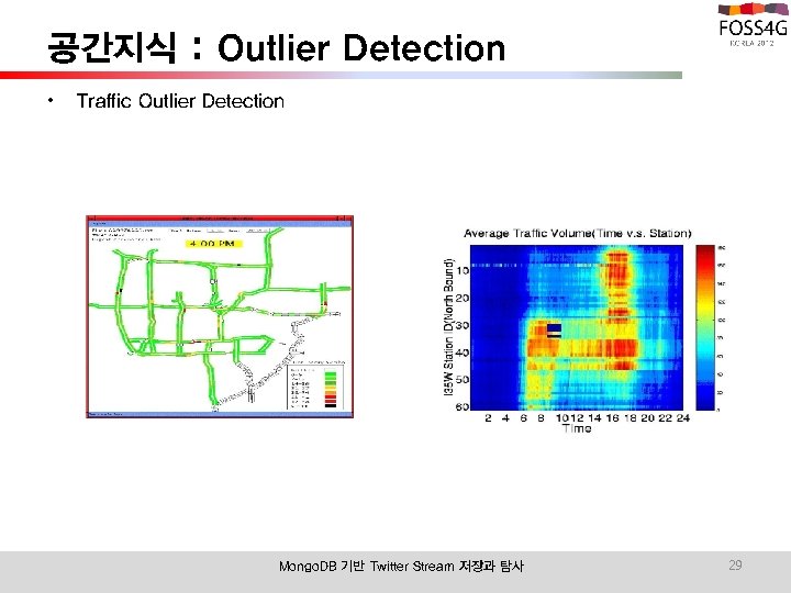 공간지식 : Outlier Detection • Traffic Outlier Detection Mongo. DB 기반 Twitter Stream 저장과