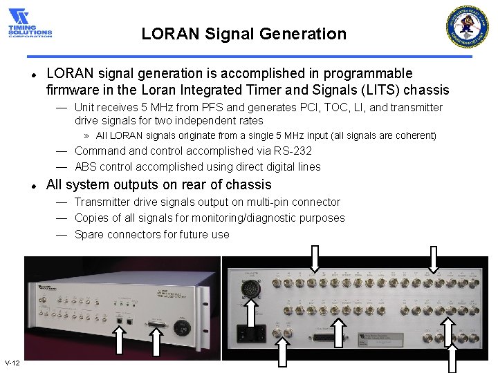 LORAN Signal Generation l LORAN signal generation is accomplished in programmable firmware in the