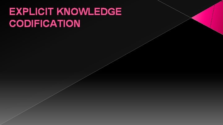 EXPLICIT KNOWLEDGE CODIFICATION 