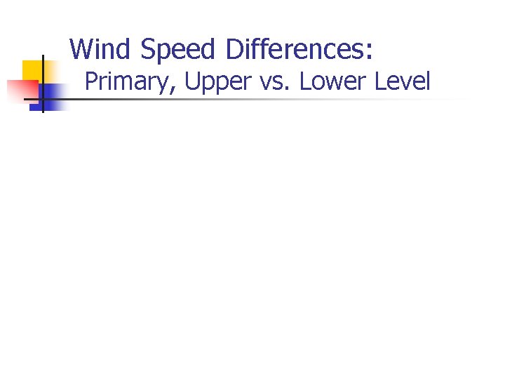 Wind Speed Differences: Primary, Upper vs. Lower Level 